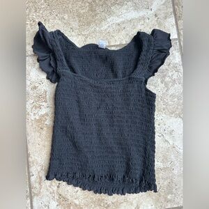 Old Navy Black Smocked Blouse